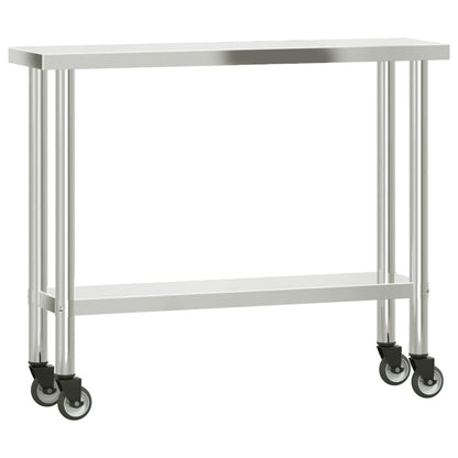 Tavolo Lavoro Cucina con Ripiano 110x30x150 cm Acciaio Inox