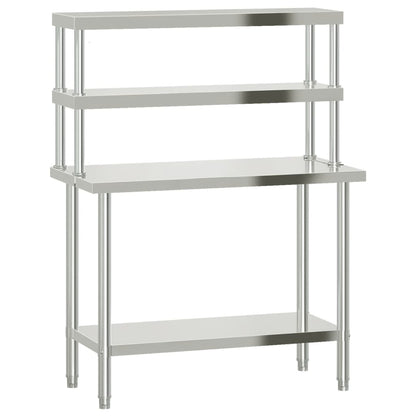 Tavolo Lavoro Cucina con Ripiano 110x55x150 cm Acciaio Inox
