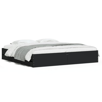 Giroletto con Cassetti Nero 200x200 cm in Legno Multistrato