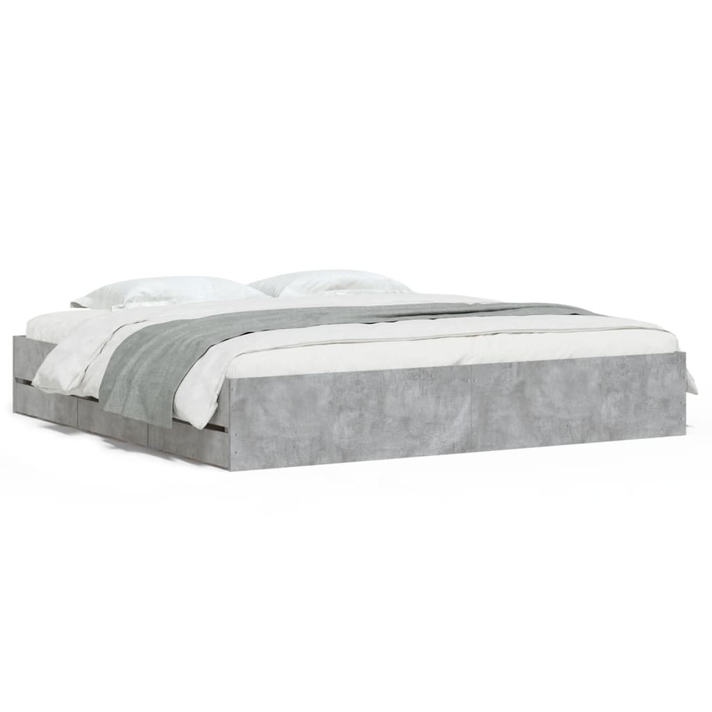 Giroletto Cassetti Grigio Cemento 200x200 cm Legno Multistrato