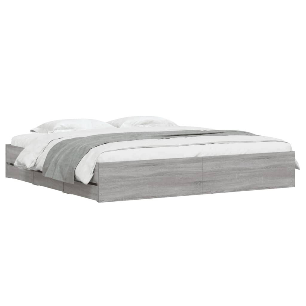 Giroletto Cassetti Grigio Sonoma 200x200 cm Legno Multistrato