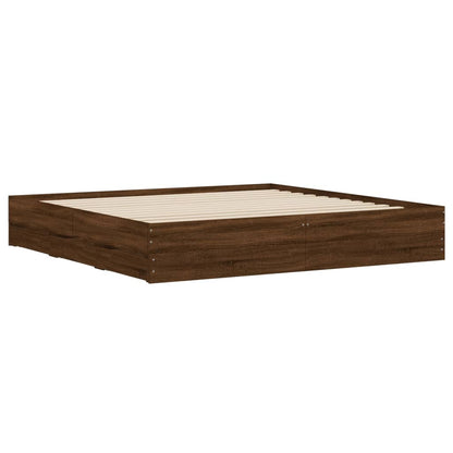 Giroletto Cassetti Rovere Marrone 200x200 cm Legno Multistrato