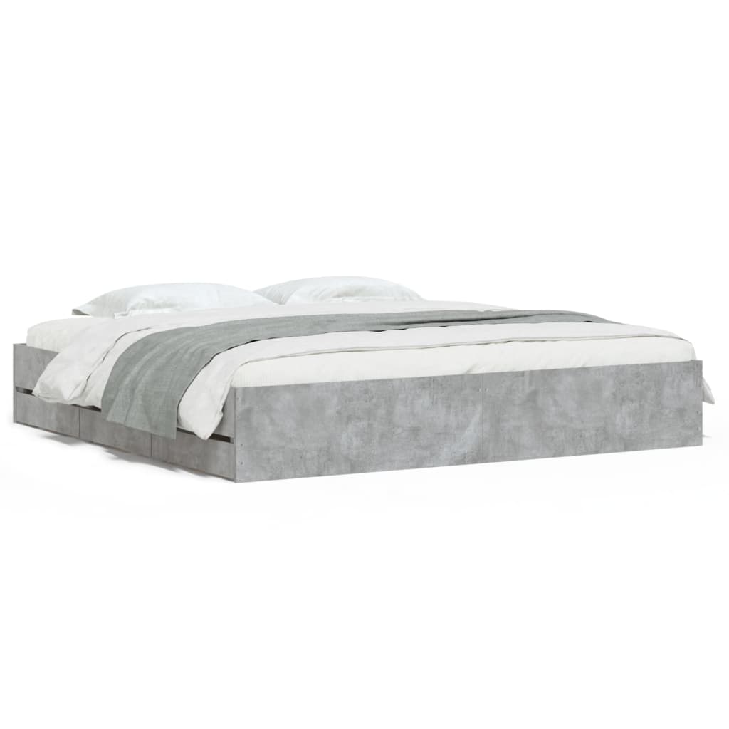 Giroletto Cassetti Grigio Cemento 180x200 cm Legno Multistrato