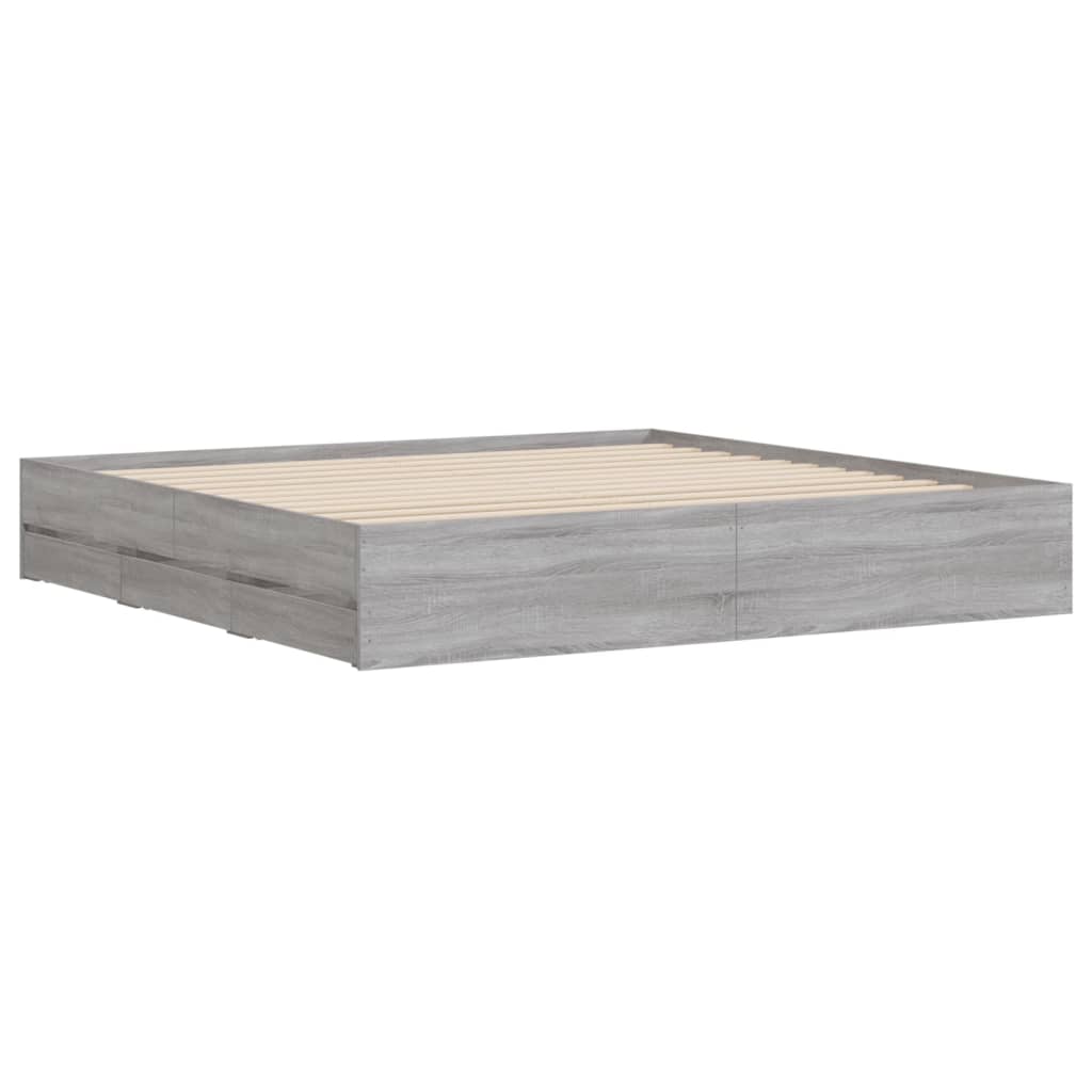 Giroletto Cassetti Grigio Sonoma 180x200 cm Legno Multistrato