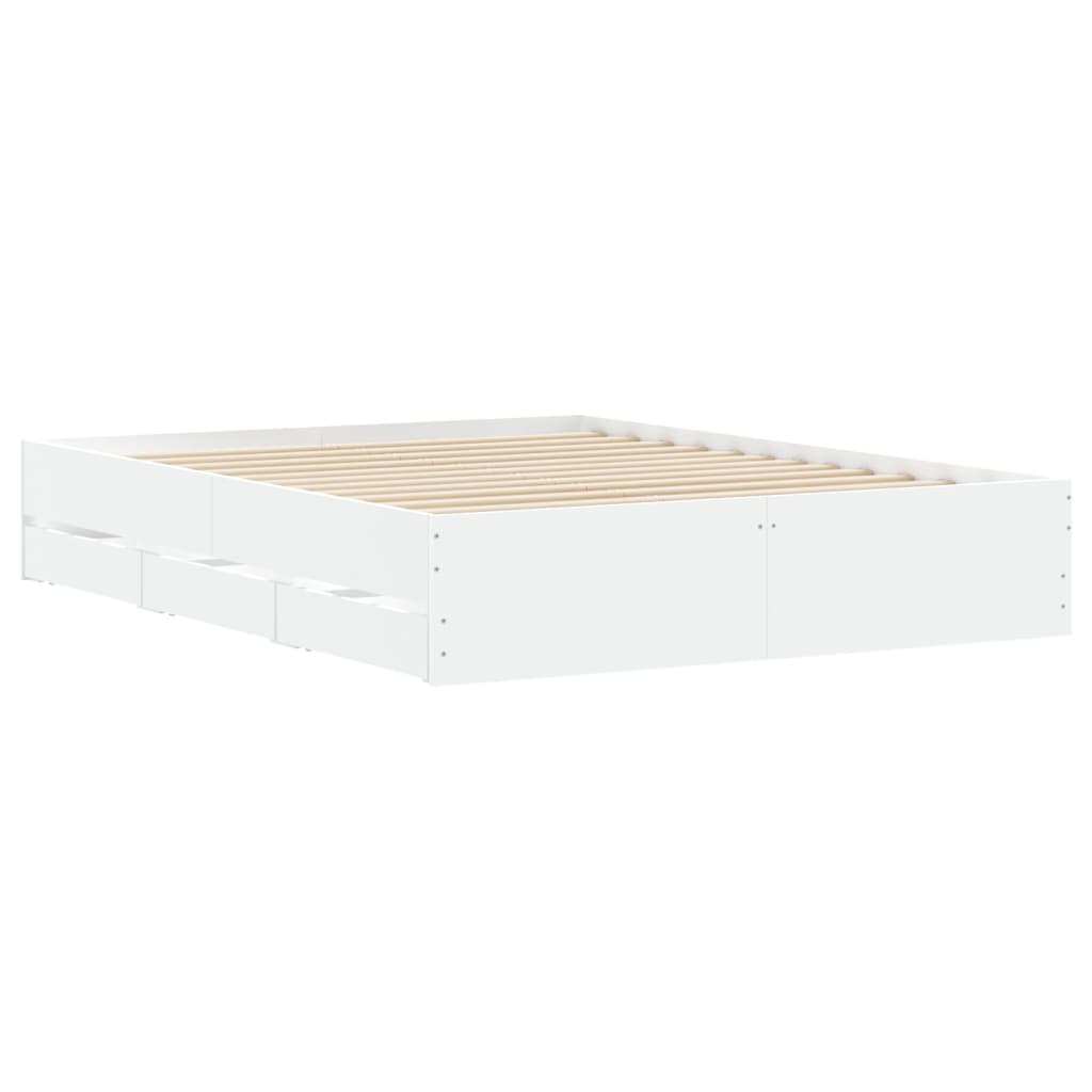 Giroletto con Cassetti Bianco 140x200 cm in Legno Multistrato