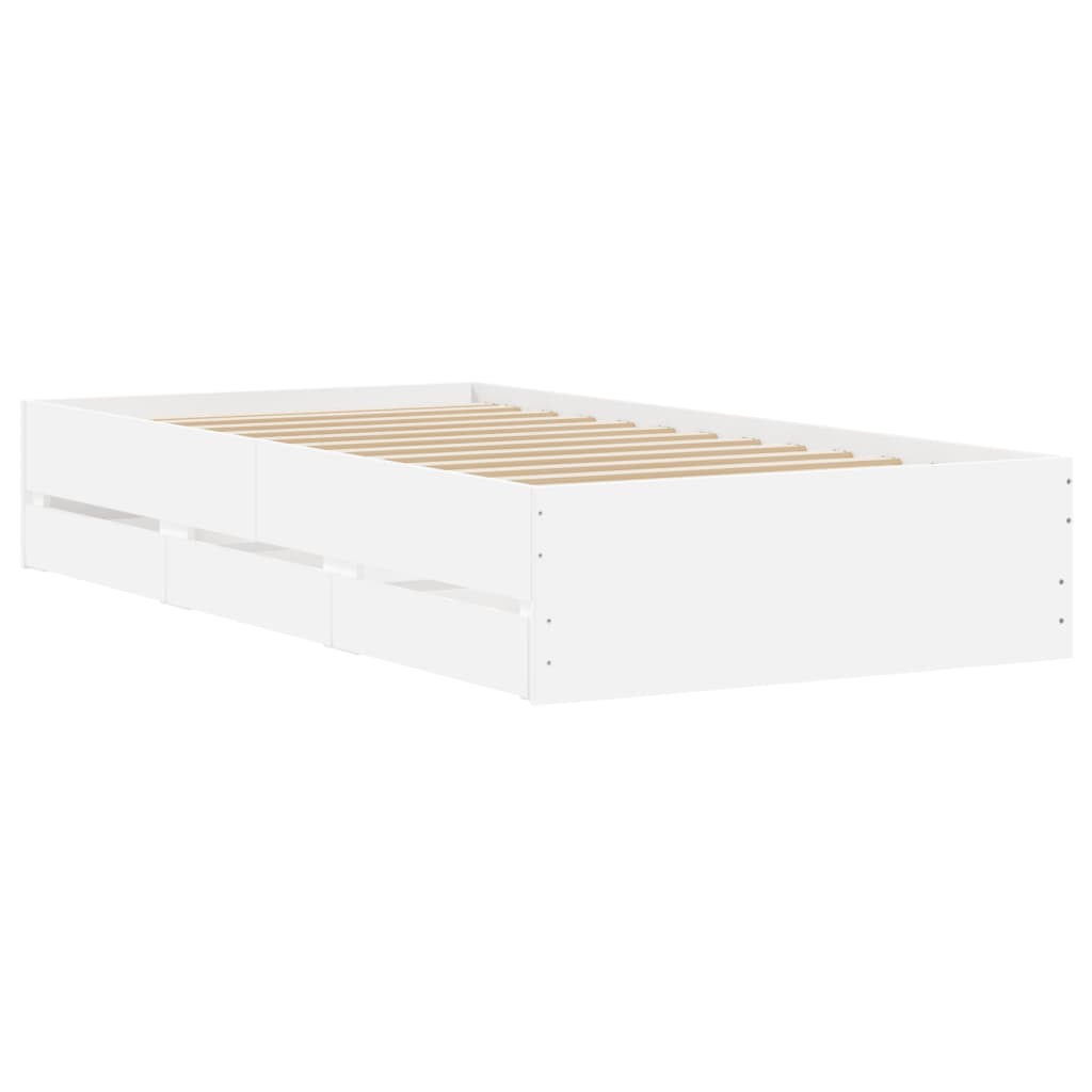 Giroletto con Cassetti Bianco 100x200 cm in Legno Multistrato