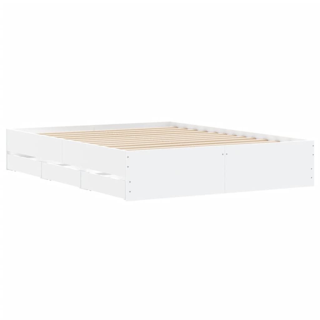 Giroletto con Cassetti Bianco 140x190 cm in Legno Multistrato