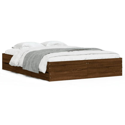 Giroletto Cassetti Rovere Marrone 140x190 cm Legno Multistrato