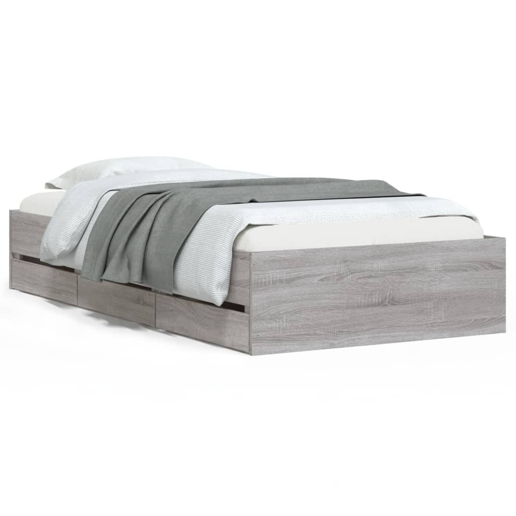 Giroletto Cassetti Grigio Sonoma 90x190 cm Legno Multistrato