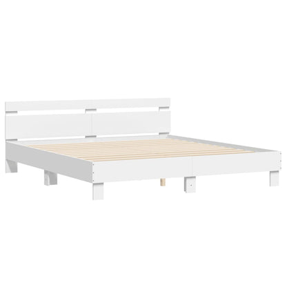 Giroletto con Testiera Bianco 200x200 cm in Legno Multistrato