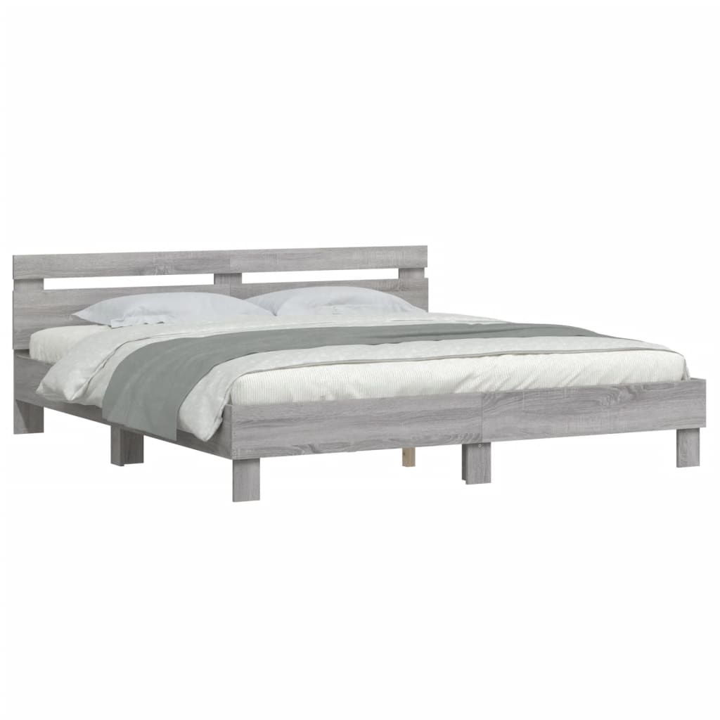 Giroletto Testiera Grigio Sonoma 180x200 cm Legno Multistrato