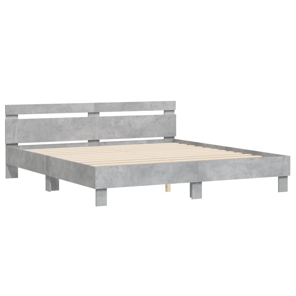 Giroletto Testiera Grigio Cemento 160x200 cm Legno Multistrato