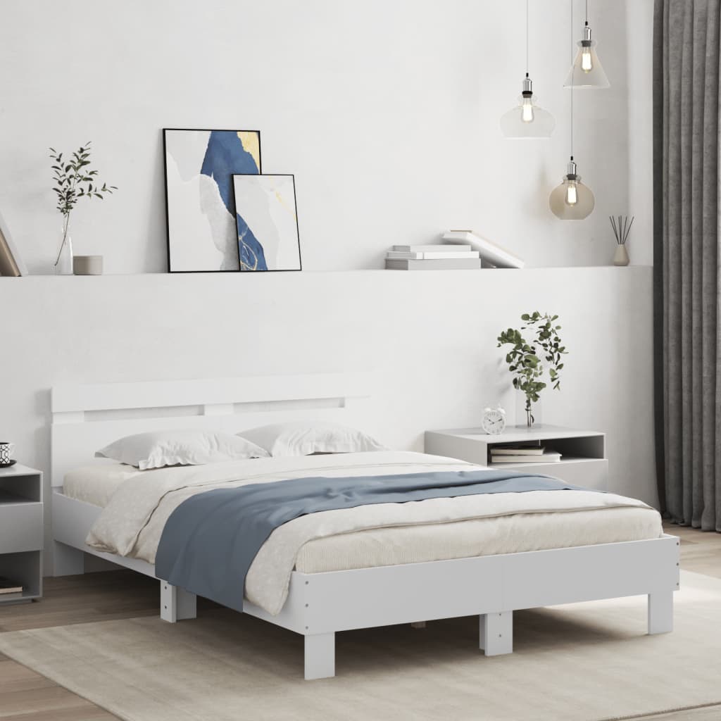 Giroletto con Testiera Bianco 120x200 cm in Legno Multistrato