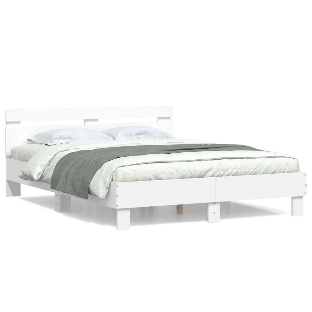 Giroletto con Testiera Bianco 140x190 cm in Legno Multistrato