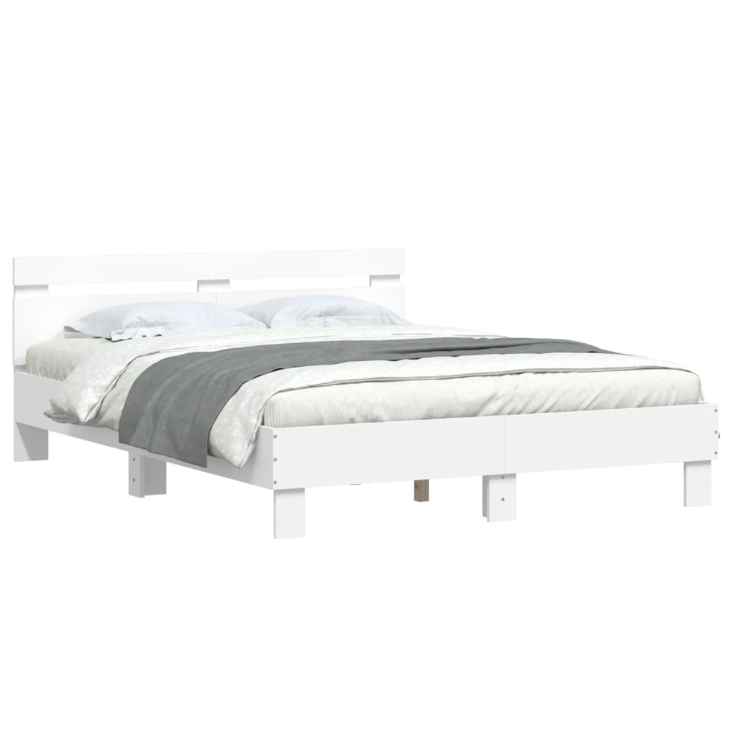 Giroletto con Testiera Bianco 140x190 cm in Legno Multistrato