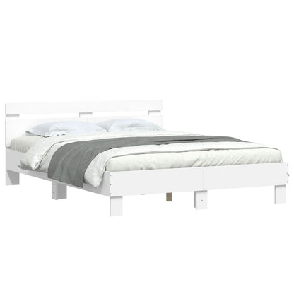 Giroletto con Testiera Bianco 140x190 cm in Legno Multistrato