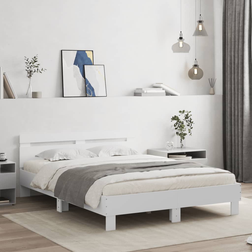 Giroletto con Testiera Bianco 140x190 cm in Legno Multistrato