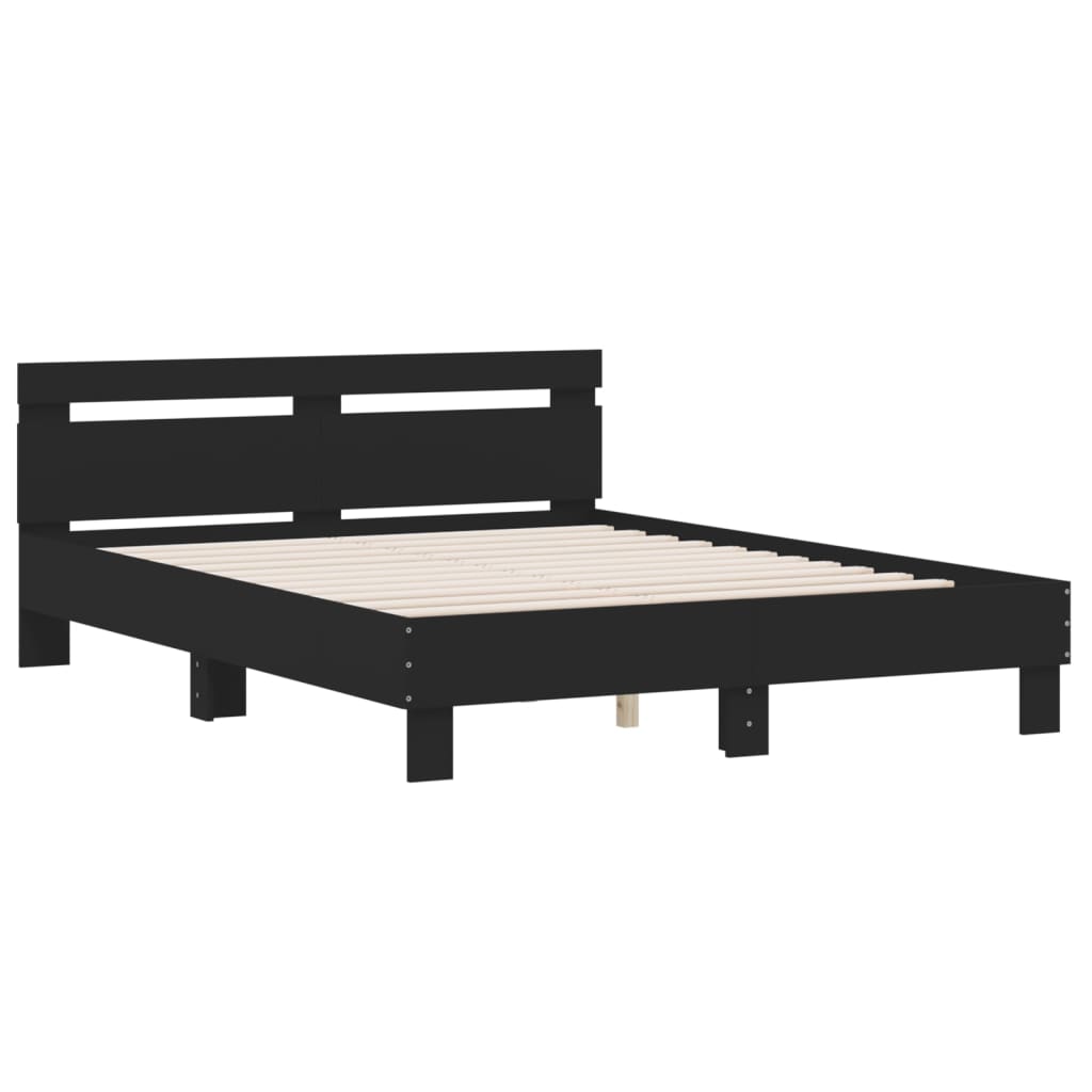 Giroletto con Testiera Neri 140x190 cm in Legno Multistrato