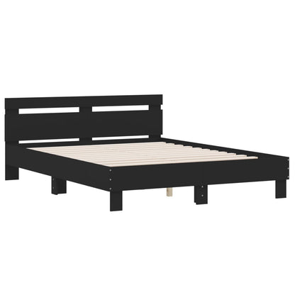 Giroletto con Testiera Neri 140x190 cm in Legno Multistrato