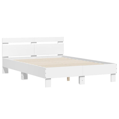 Giroletto con Testiera Bianco 135x190 cm in Legno Multistrato