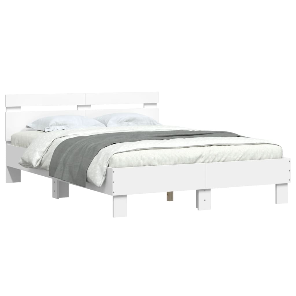 Giroletto con Testiera Bianco 135x190 cm in Legno Multistrato