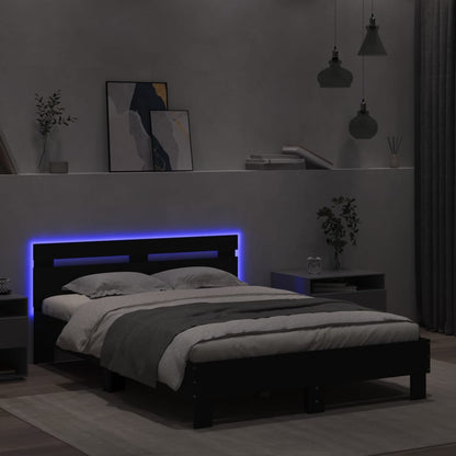 Giroletto con Testiera e LED Nero 120x200 cm