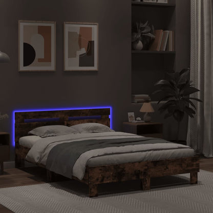 Giroletto con Testiera e LED Rovere Fumo 120x200 cm
