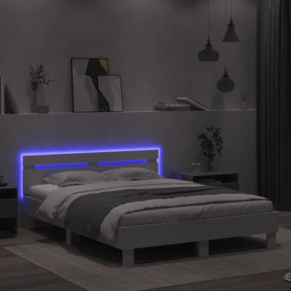 Giroletto con Testiera e LED Bianco 140x190 cm