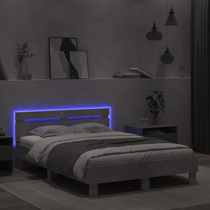 Giroletto con Testiera e LED Grigio Cemento 120x190 cm