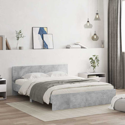 Giroletto con Testiera e LED Grigio Cemento 150x200 cm