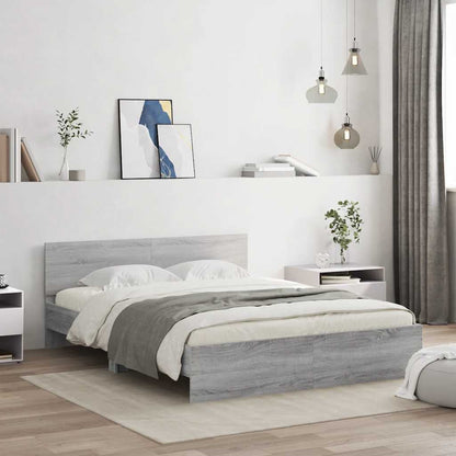 Giroletto con Testiera e LED Grigio Sonoma 150x200 cm