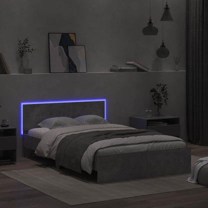Giroletto con Testiera e LED Grigio Cemento 140x200 cm