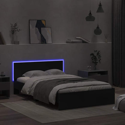 Giroletto con Testiera e LED Nero 120x200 cm
