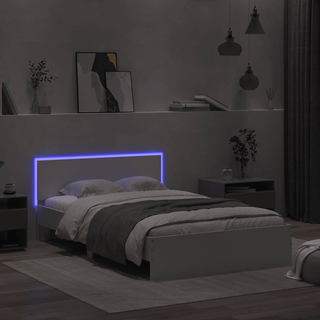 Giroletto con Testiera e LED Bianco 140x190 cm