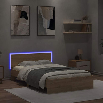 Giroletto con Testiera e LED Rovere Sonoma 140x190 cm