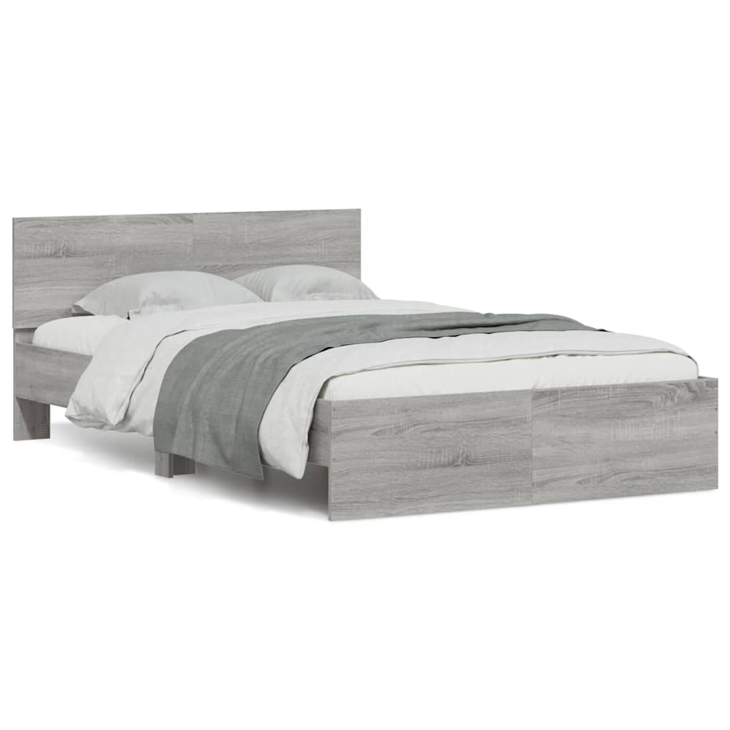 Giroletto con Testiera e LED Grigio Sonoma 140x190 cm