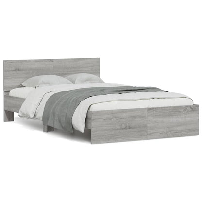 Giroletto con Testiera e LED Grigio Sonoma 140x190 cm