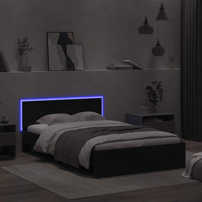 Giroletto con Testiera e LED Nero 120x190 cm