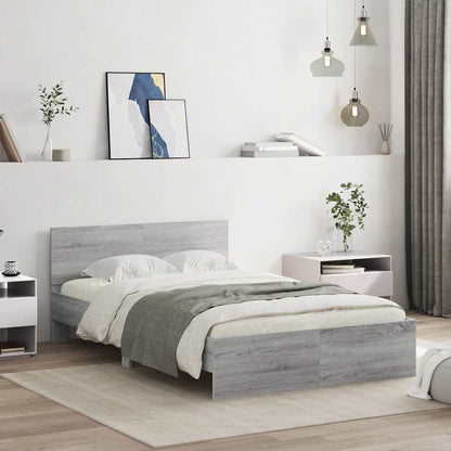 Giroletto con Testiera e LED Grigio Sonoma 120x190 cm