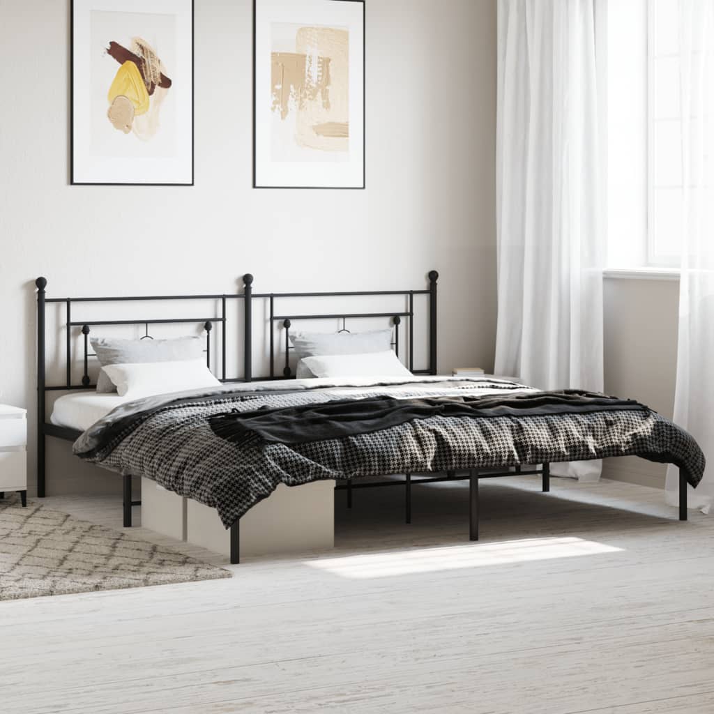 Giroletto con Testiera in Metallo Nero 200x200 cm
