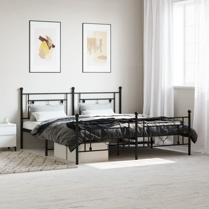 Giroletto senza Materaso con Pediera in Metallo Nero 180x200 cm