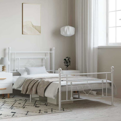 Giroletto con Testiera e Pediera Metallo Bianco 100x200 cm
