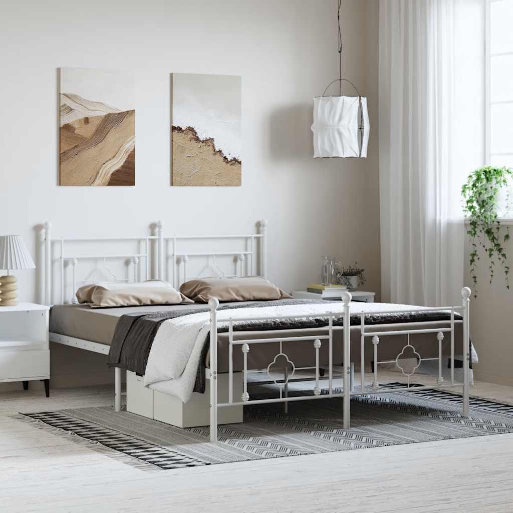 Giroletto con Testiera e Pediera Metallo Bianco 193x203 cm