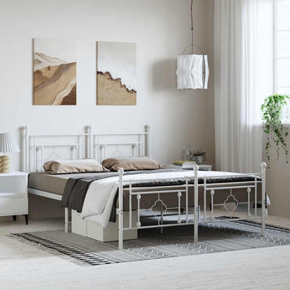 Giroletto con Testiera e Pediera Metallo Bianco 193x203 cm