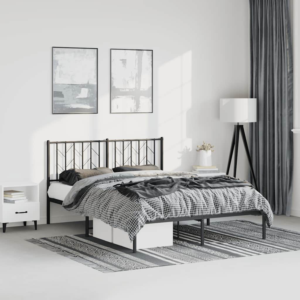 Giroletto con Testiera in Metallo Nero 193x203 cm