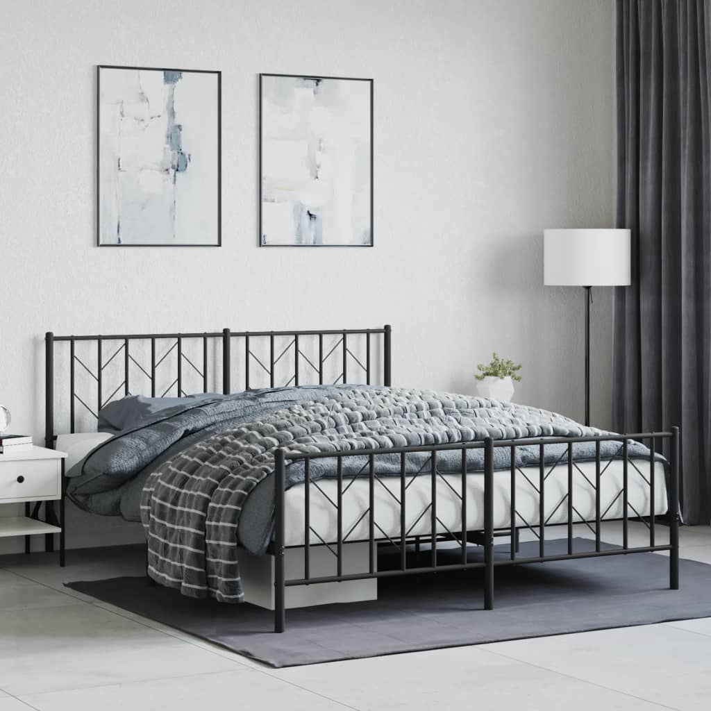 Giroletto senza Materaso con Pediera in Metallo Nero 160x200 cm