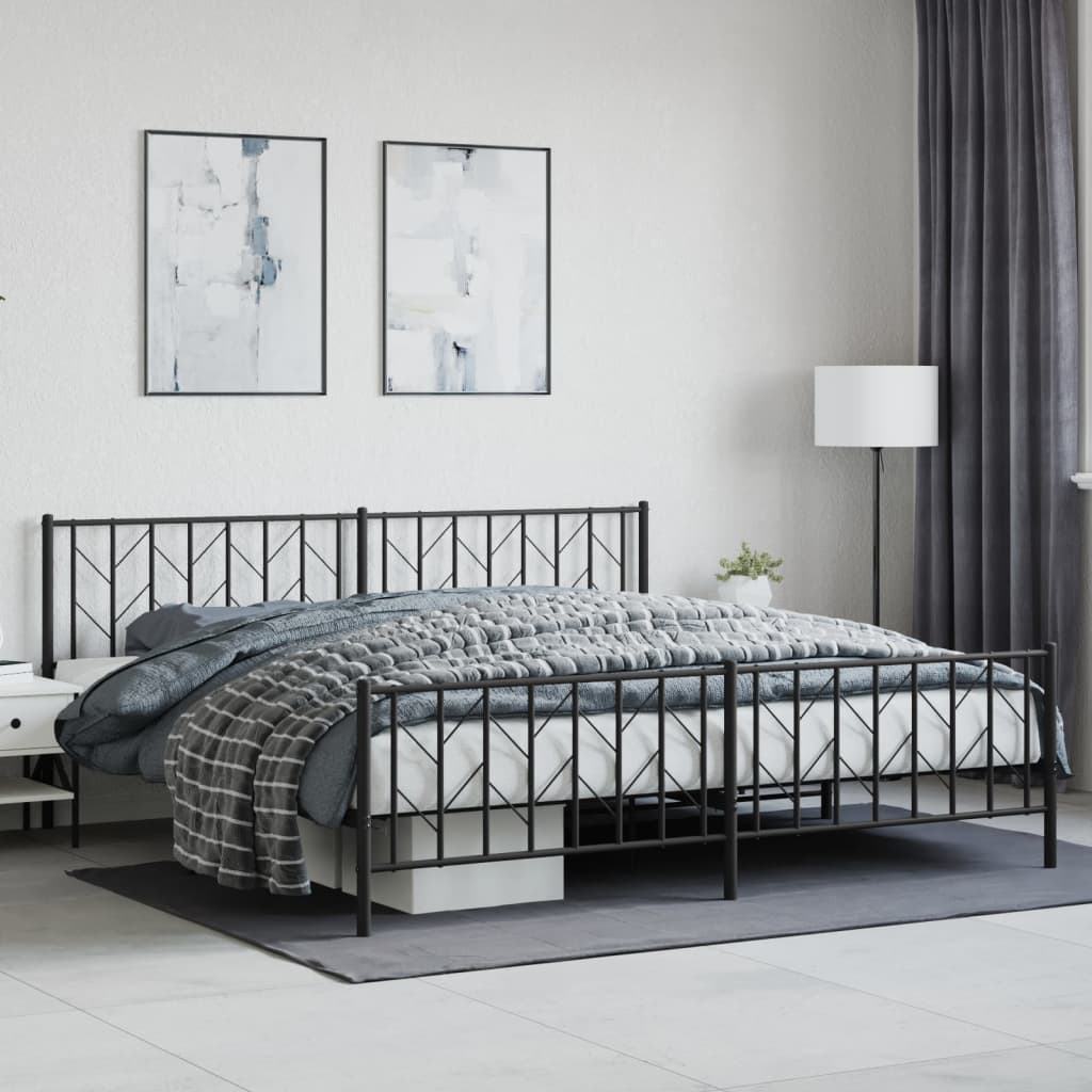 Giroletto con Testiera e Pediera Metallo Nero 200x200 cm