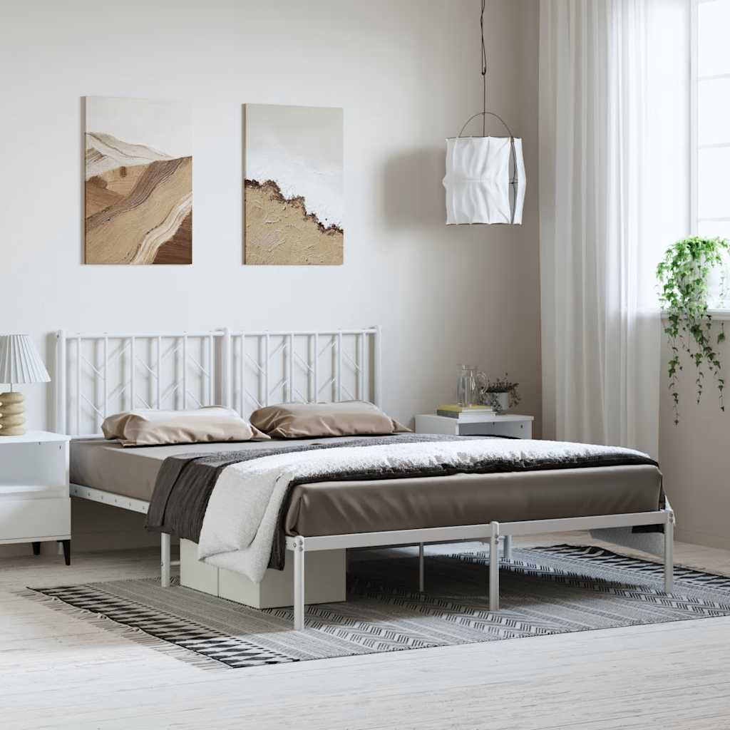 Giroletto con Testiera Metallo Bianco 193x203 cm