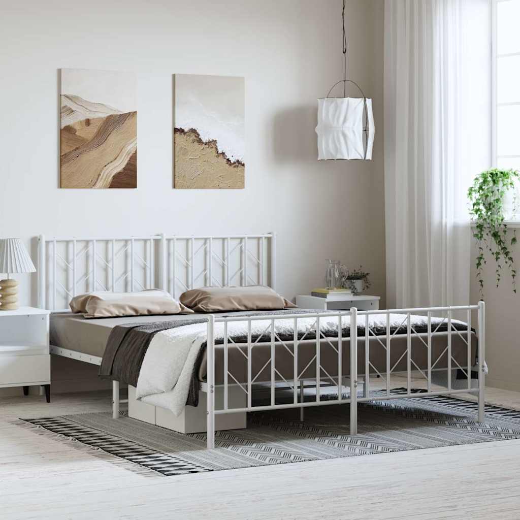 Giroletto con Testiera e Pediera Metallo Bianco 150x200 cm