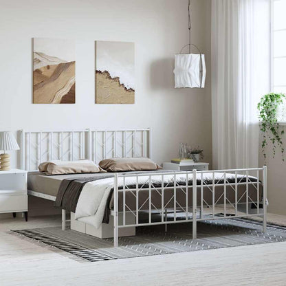 Giroletto con Testiera e Pediera Metallo Bianco 150x200 cm